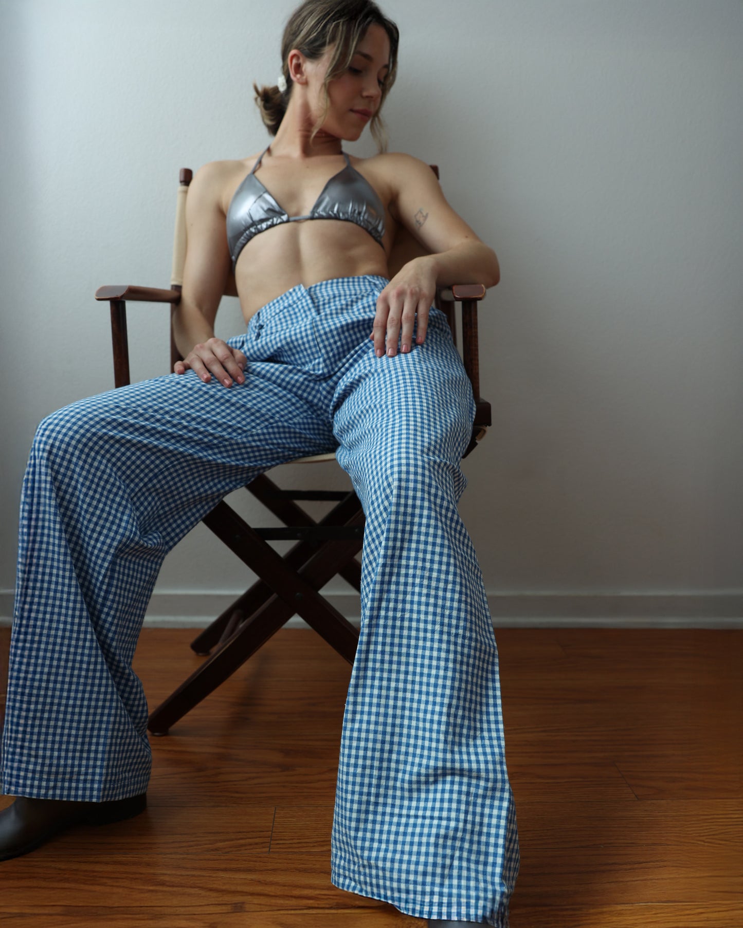 GINGHAM PANTS / BLUE