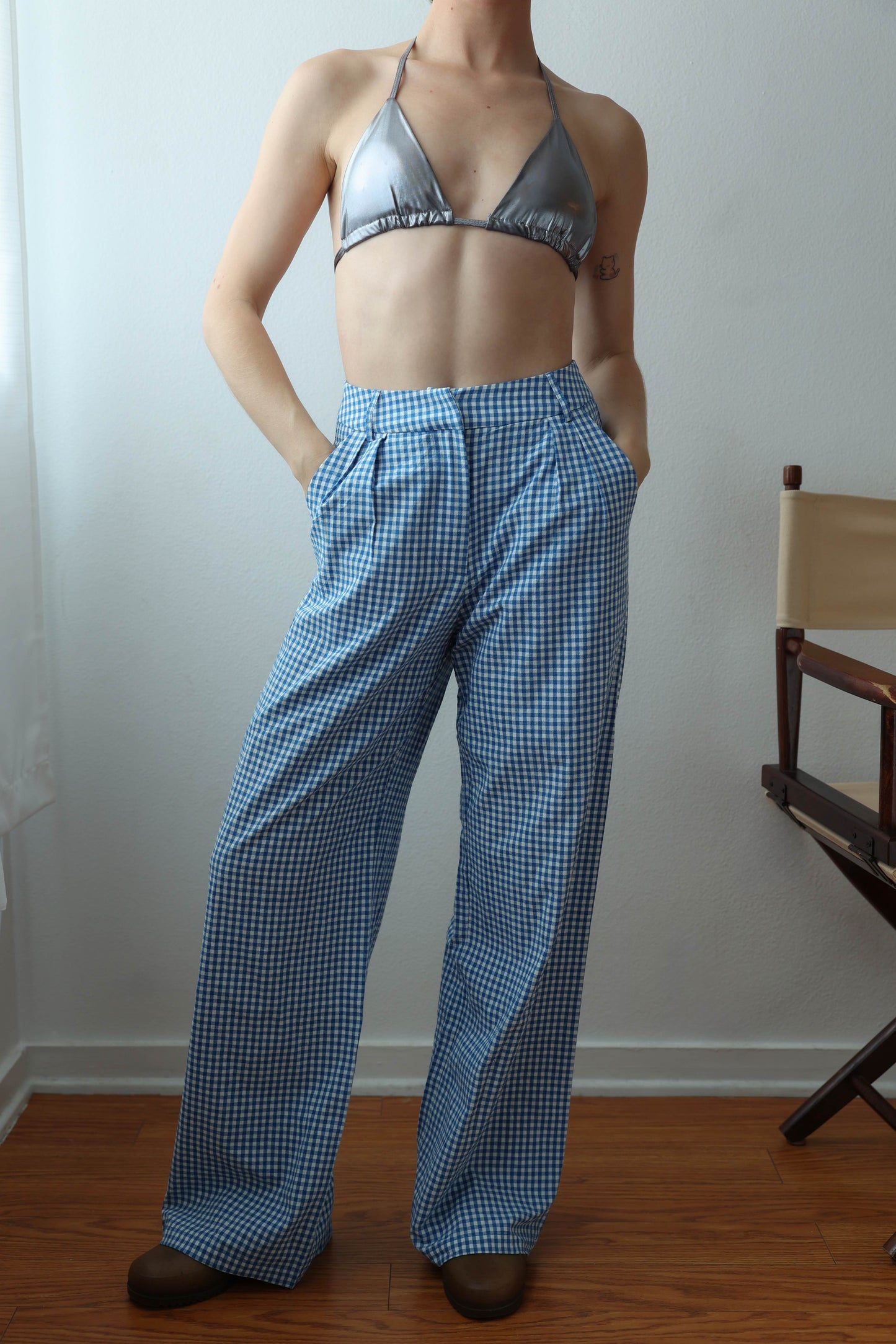 GINGHAM PANTS / BLUE