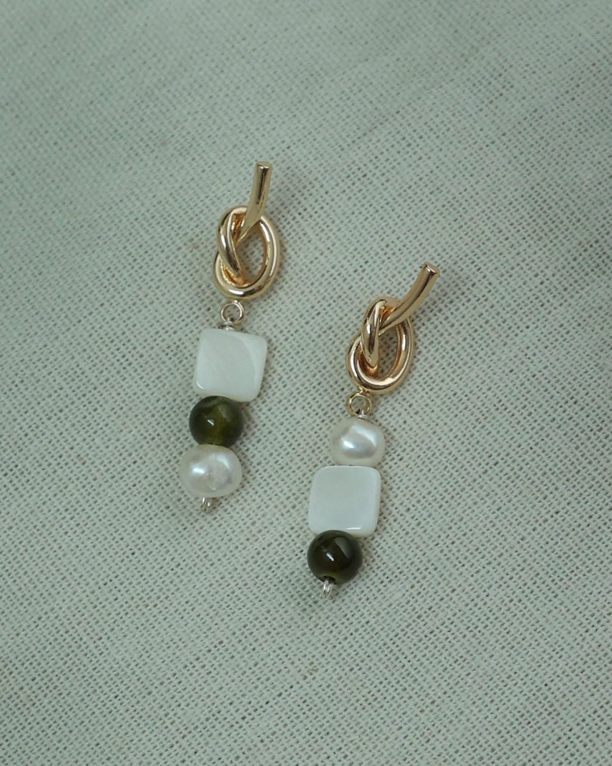 Knotted Jade Earring
