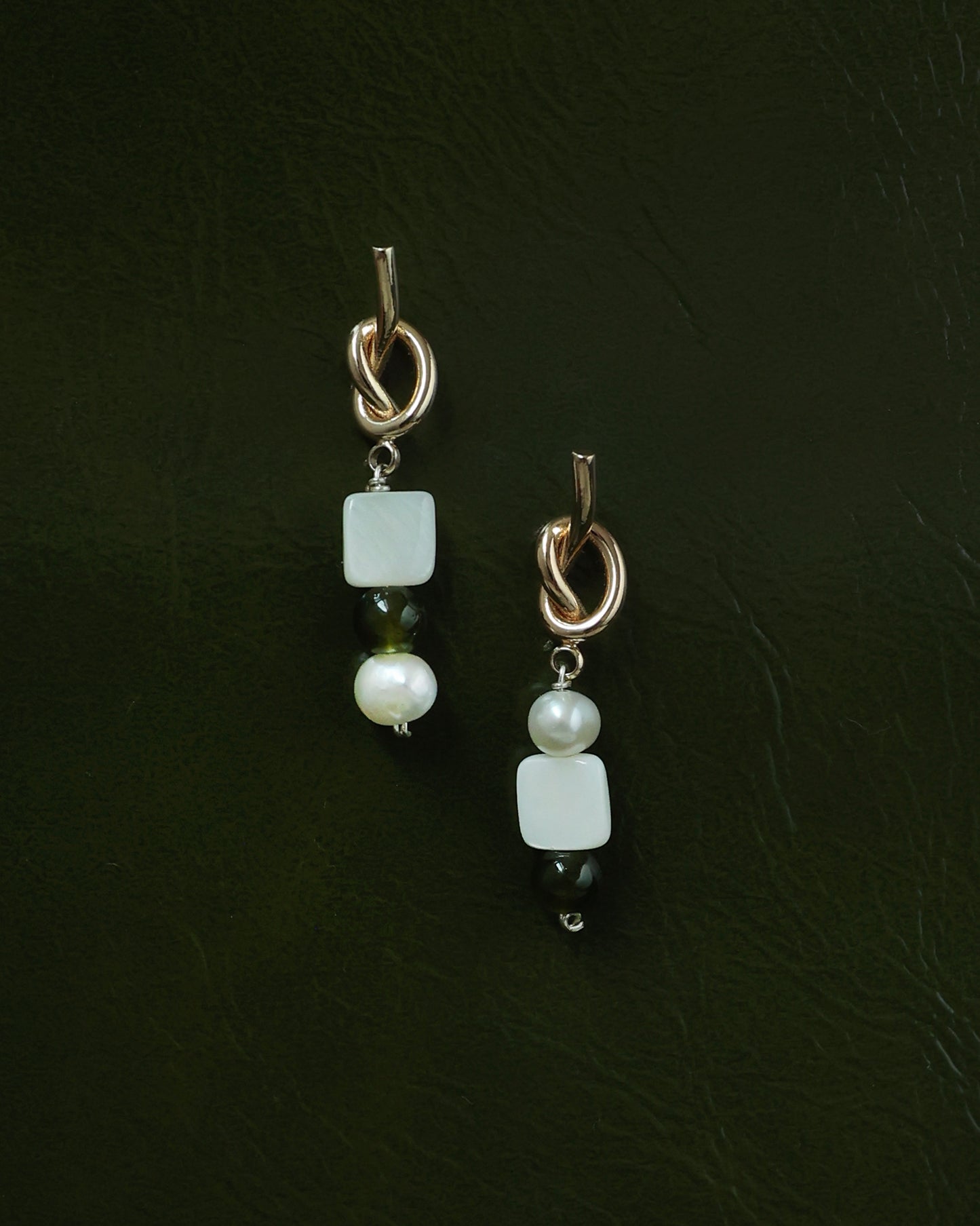 Knotted Jade Earring