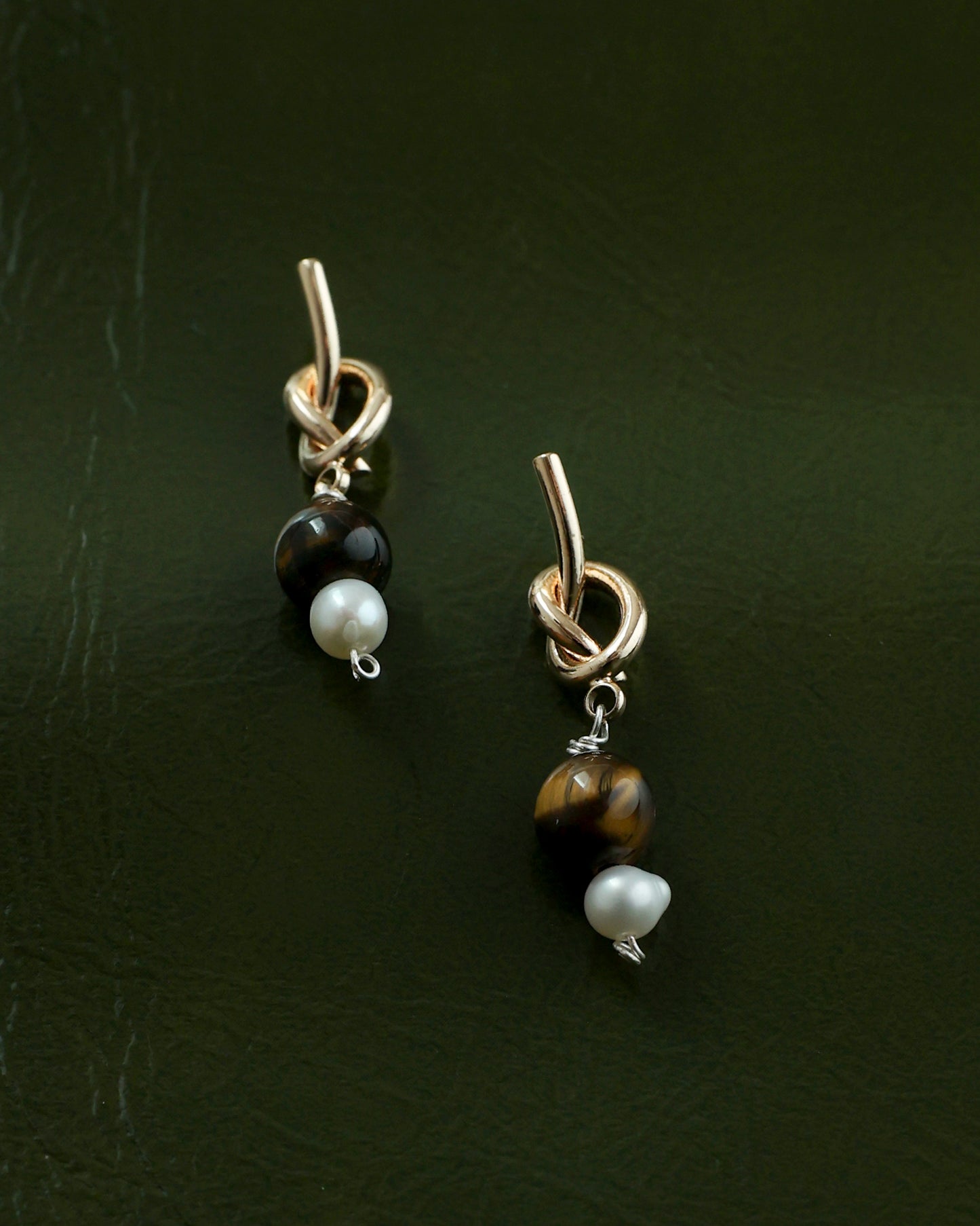 Knotted Tiger Eye Earring