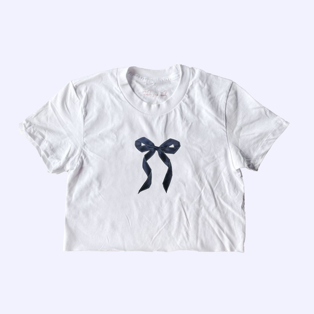 Bow baby tee with Ribbon sewn on ⋆౨ৎ˚⟡.•
