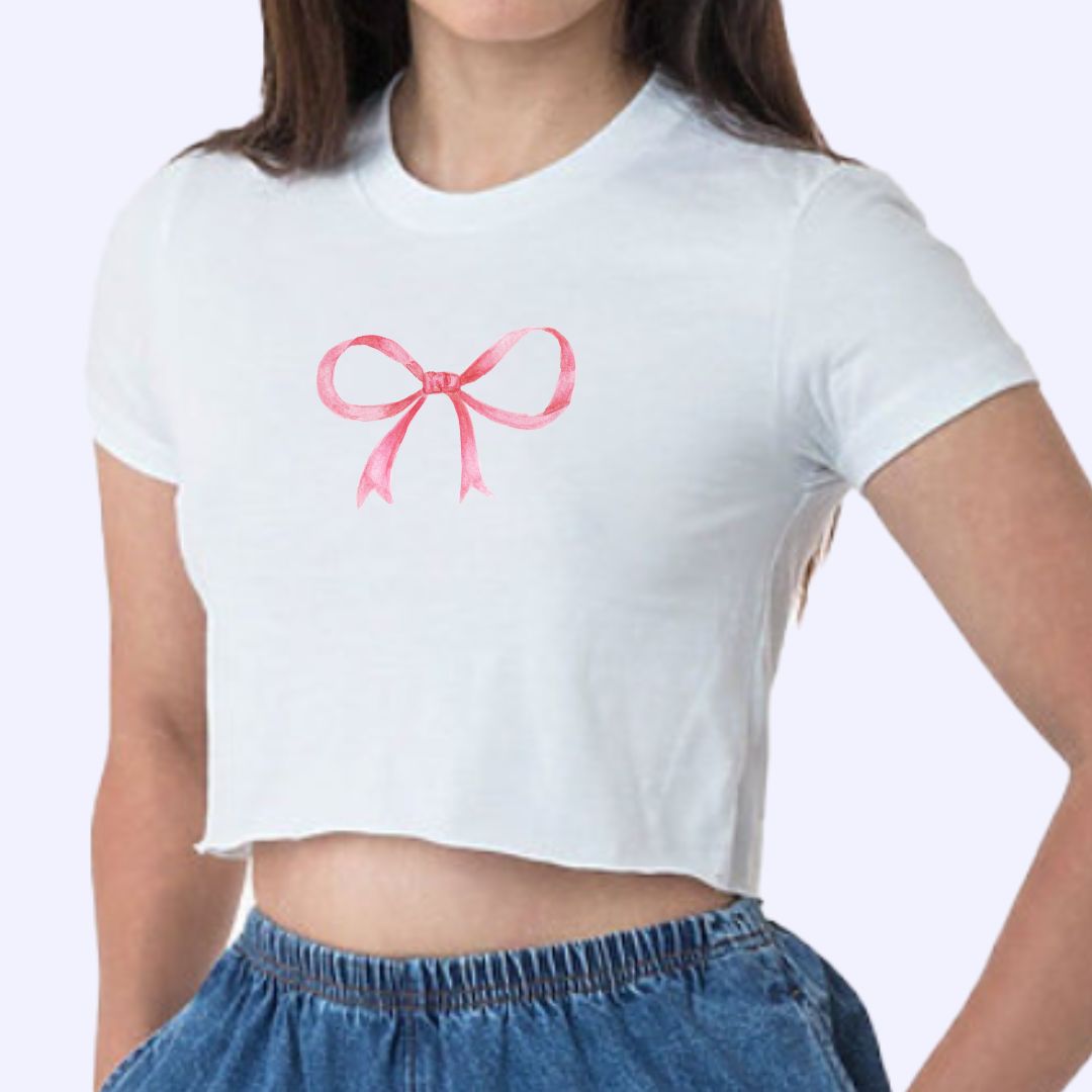 Bow baby tee with Ribbon sewn on ⋆౨ৎ˚⟡.•
