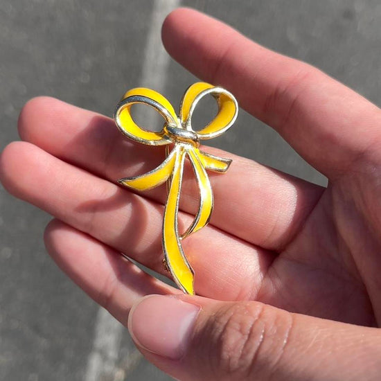 Antique Yellow Bow Brooch
