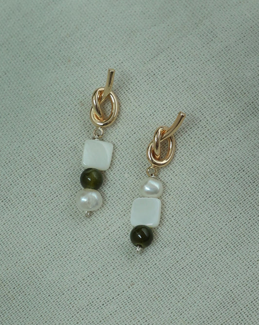 Knotted Jade Earring