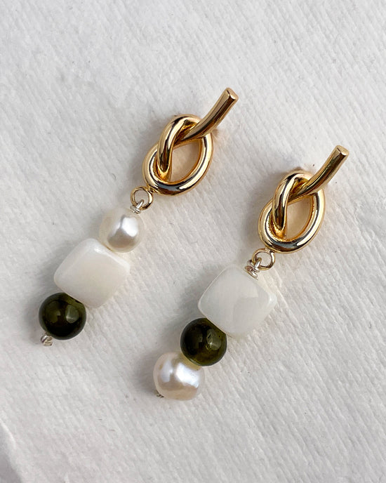 Knotted Jade Earring