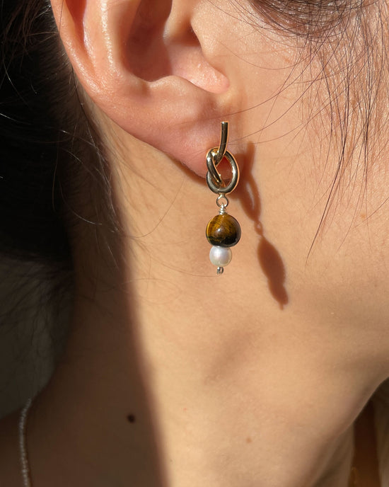 Knotted Tiger Eye Earring