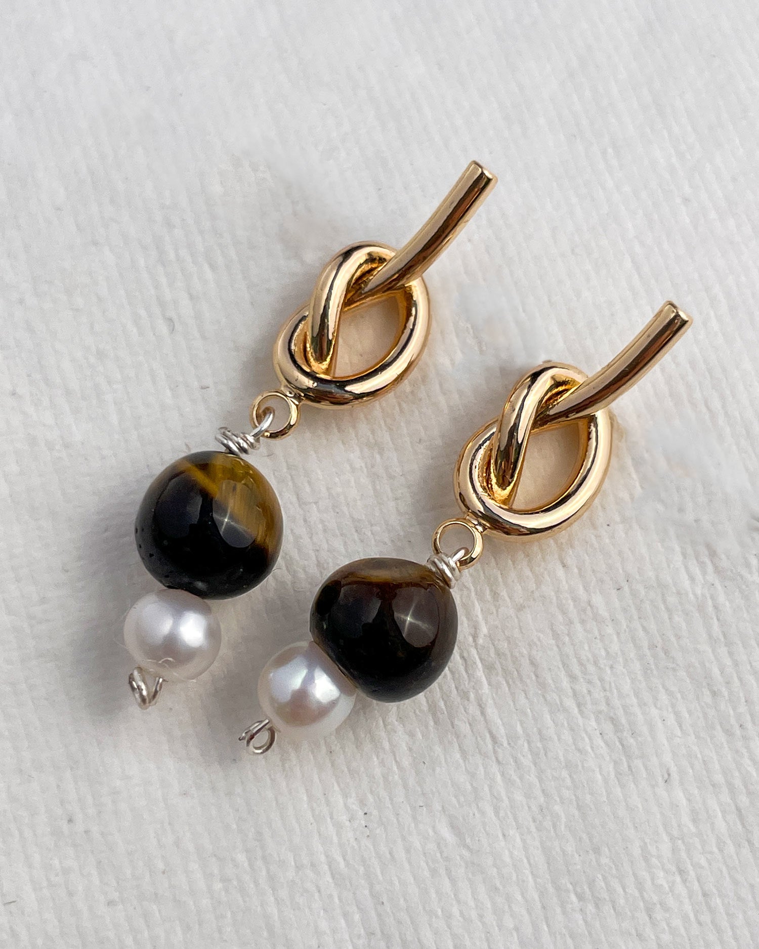 Knotted Tiger Eye Earring