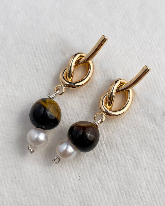 Knotted Tiger Eye Earring