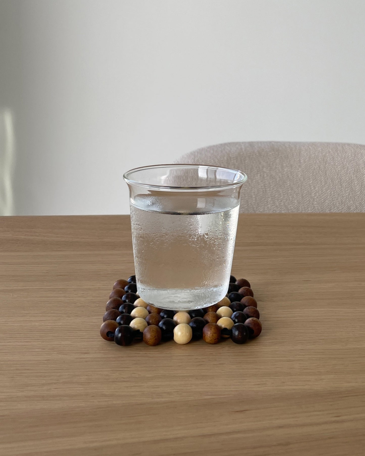Mosaic Wood Bead Coaster — Handwoven