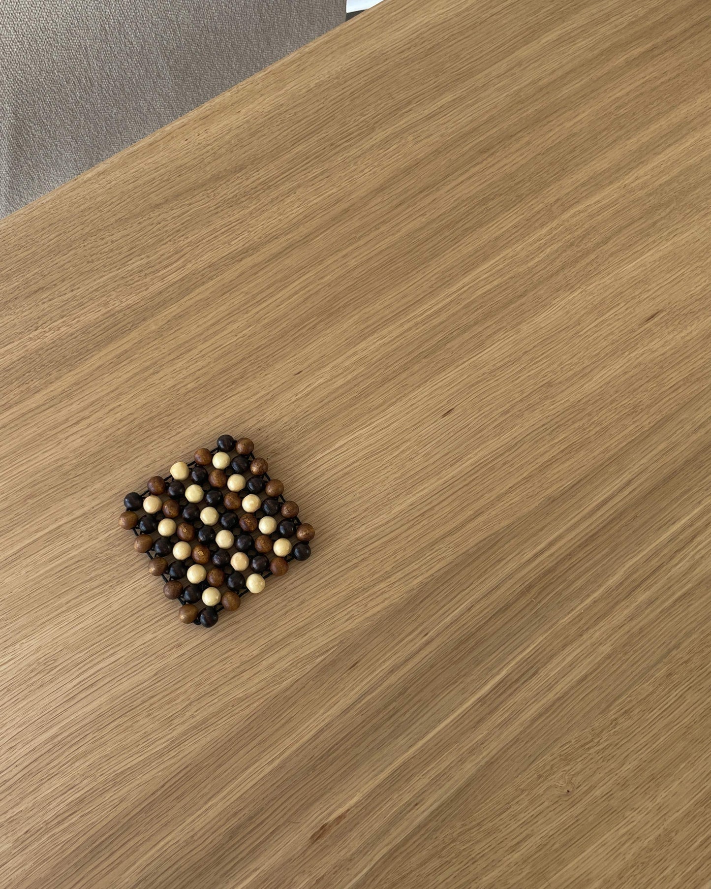 Mosaic Wood Bead Coaster — Handwoven
