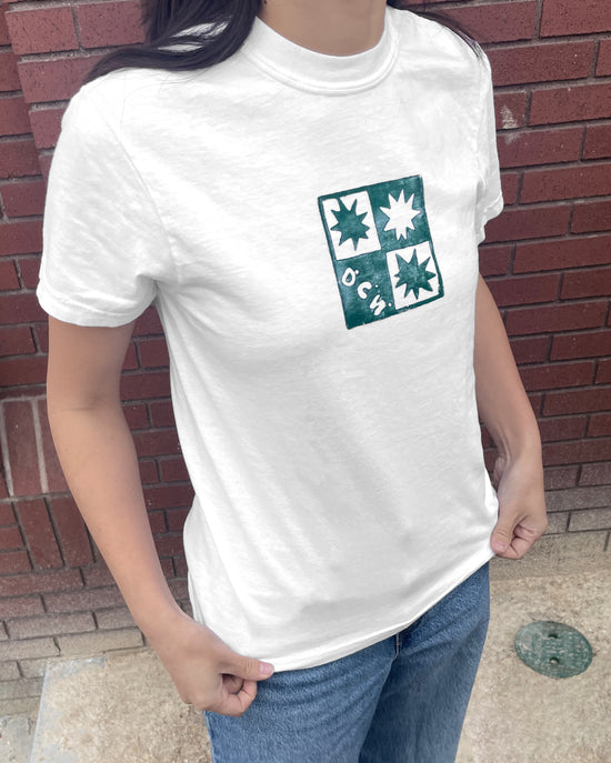 Stamped signature Unisex Tee | White & Green