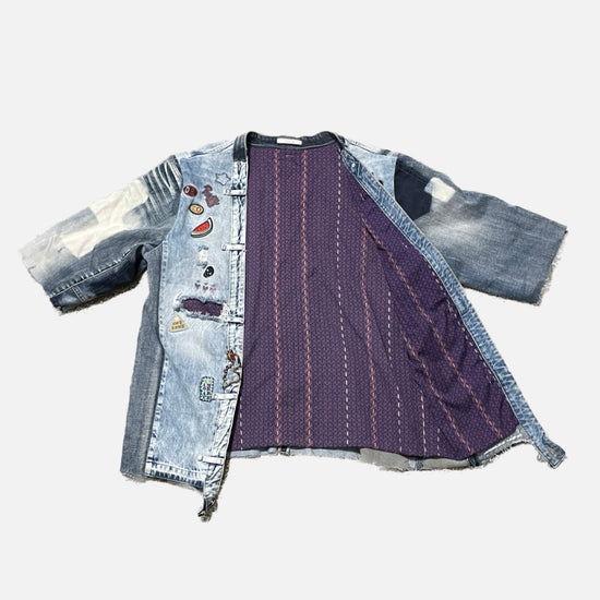 Upcycled denim/vintage Kimono Jacket
