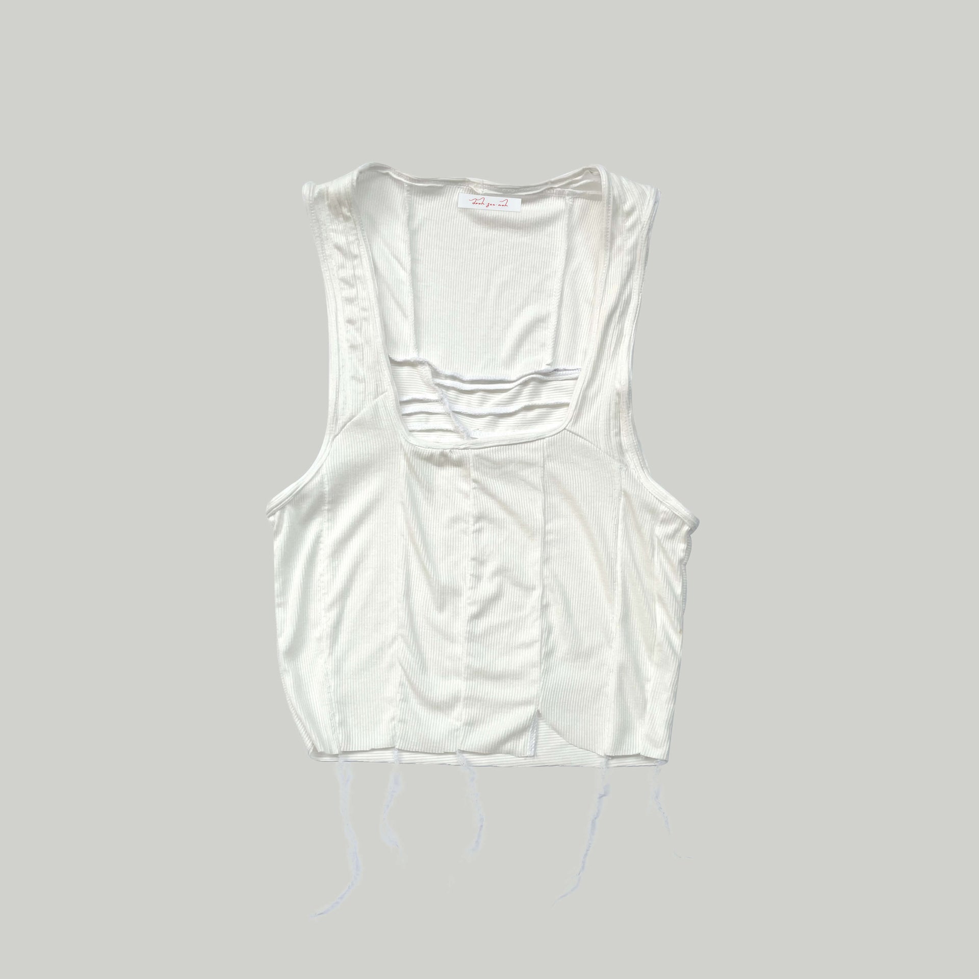 Upcycled Patchwork Tank Top in White