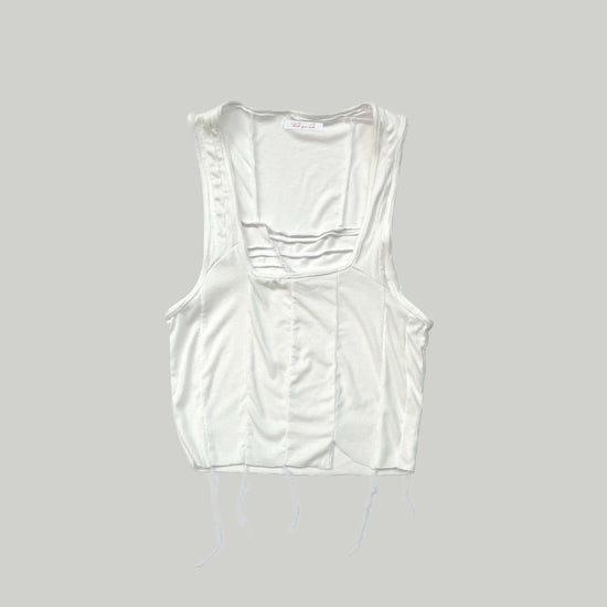 Upcycled Patchwork Tank Top in White